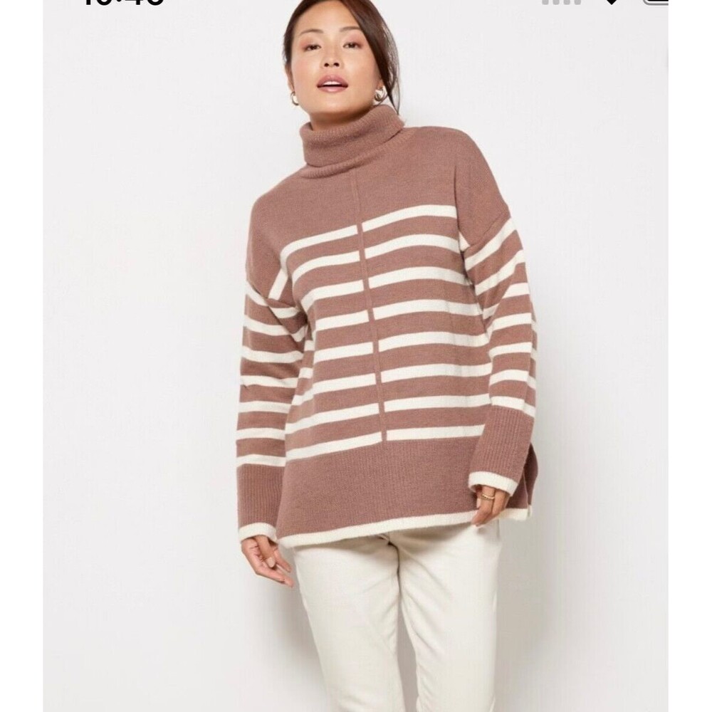 Revolve - Line and Dot Striped Turtleneck Sweater XL NWT